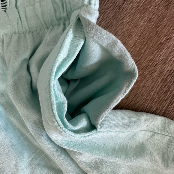 Lost in Lunar Green mint romper shorts tie waist SZ L Linen blend - Picture 6 of 8